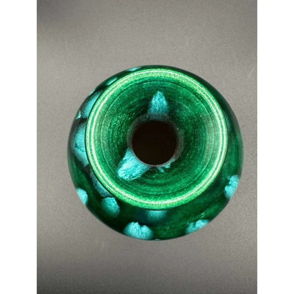 D. Hausen Signed Studio Pottery Vase Green Turquoise Glaze 7.5